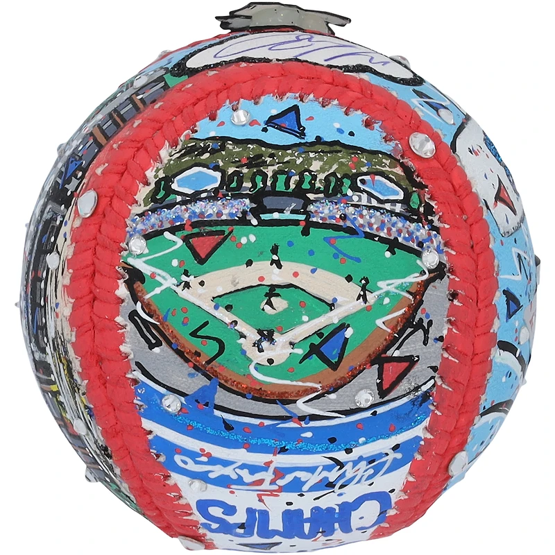 Ballon de baseball autographié par Mookie Betts des Dodgers de Los Angeles - Illustration de Charles Fazzino - LG20377133