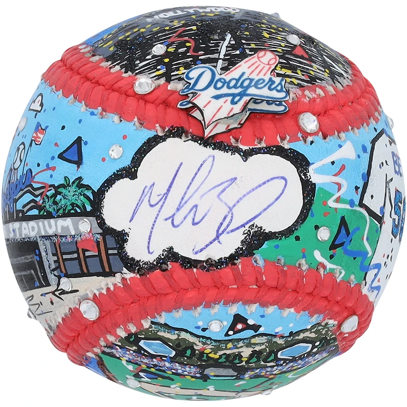 Ballon de baseball autographié par Mookie Betts des Dodgers de Los Angeles - Illustration de Charles Fazzino - LG20377136