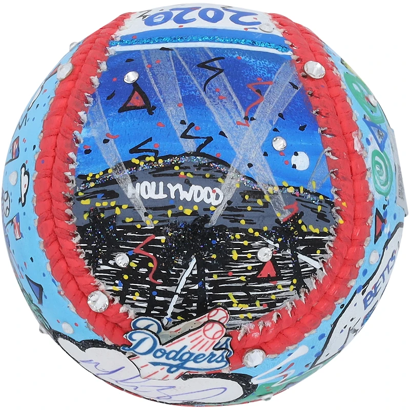 Ballon de baseball autographié par Mookie Betts des Dodgers de Los Angeles - Illustration de Charles Fazzino - LG20377136