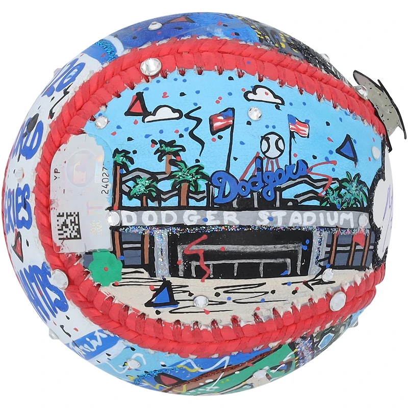 Ballon de baseball autographié par Mookie Betts des Dodgers de Los Angeles - Illustration de Charles Fazzino - LG20377136