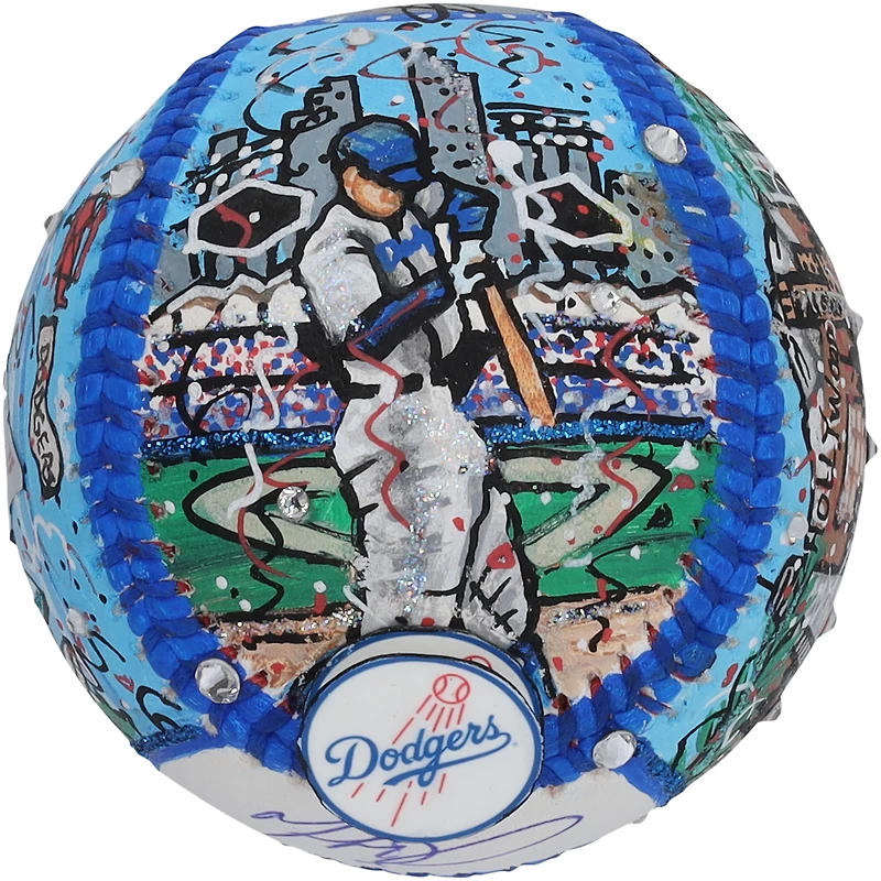 Balle de baseball dédicacée de Mookie Betts par les Dodgers de Los Angeles – Illustration de Charles Fazzino – WN55915103