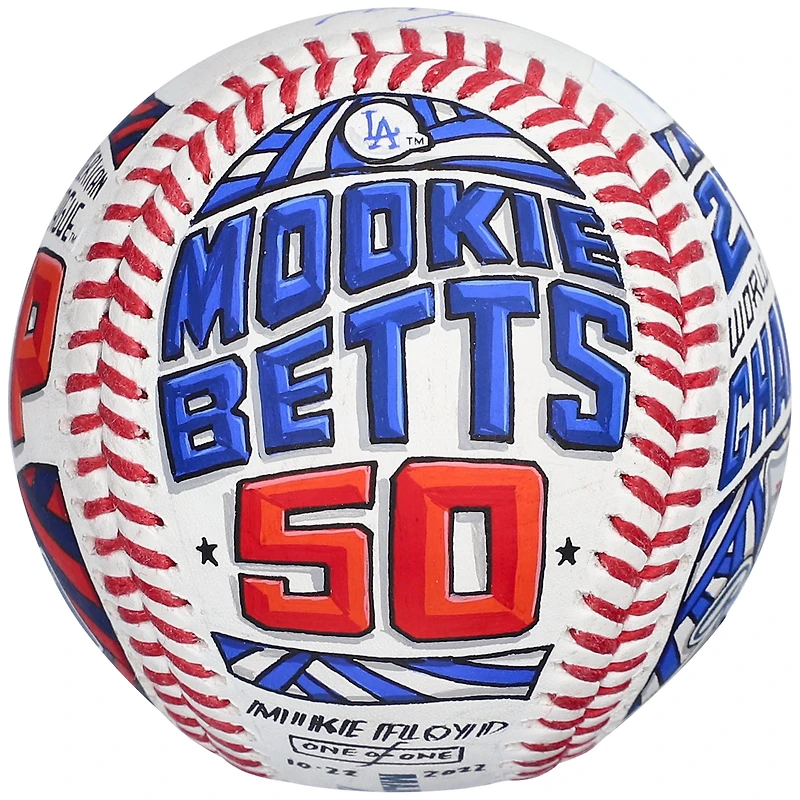 Baseball autographié par Mookie Betts des Los Angeles Dodgers - Illustration de Mike Floyd - #1 de l'édition limitée 1