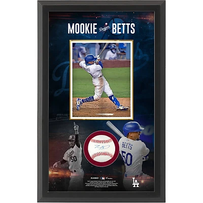 Boîte à ombre de baseball autographiée par Mookie Betts des Dodgers de Los Angeles