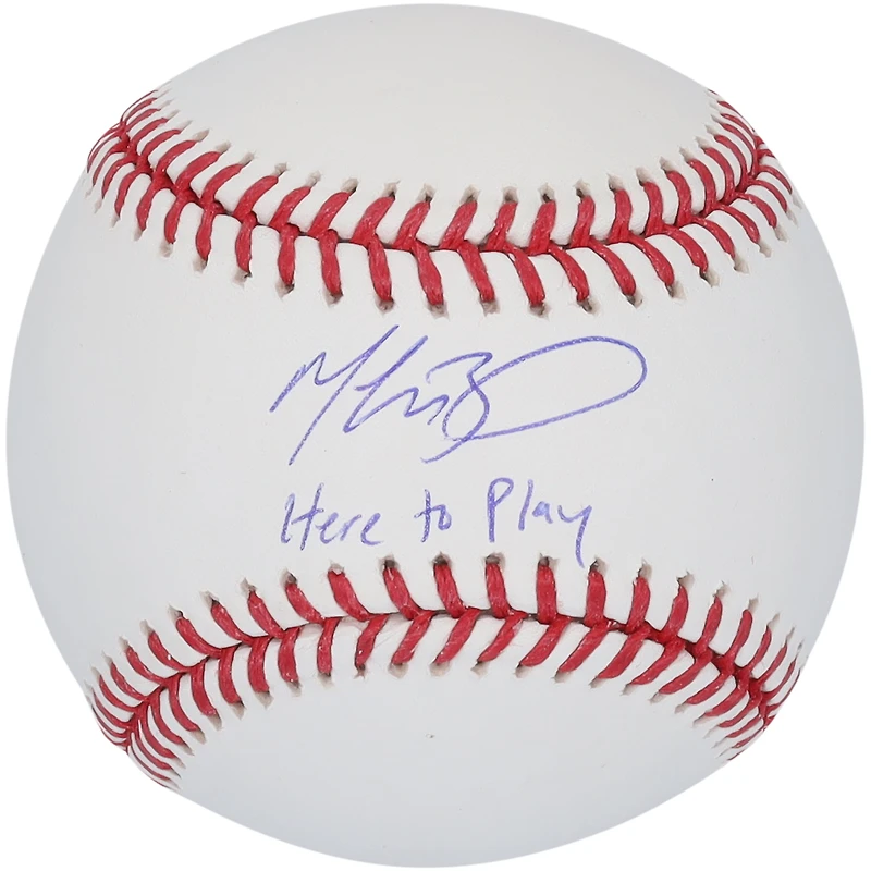 Ballon de baseball autographié par Mookie Betts des Dodgers de Los Angeles avec l'inscription « Here To Play »