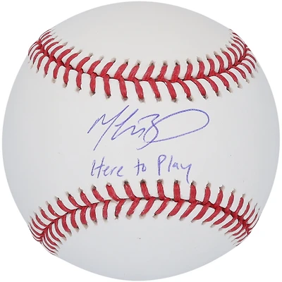 Ballon de baseball autographié par Mookie Betts des Dodgers de Los Angeles avec l'inscription « Here To Play »