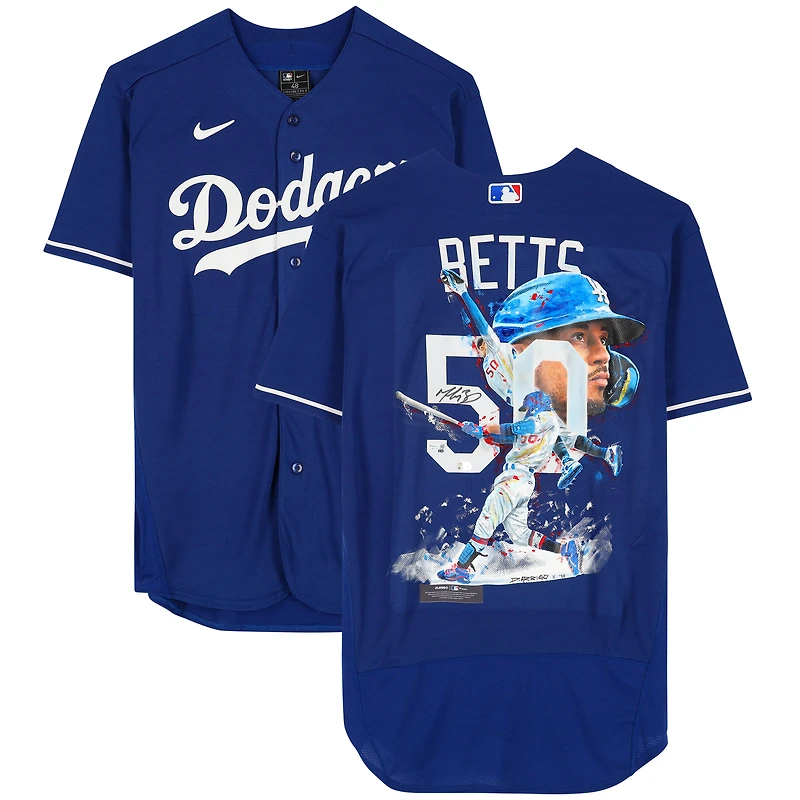 Maillot Nike bleu authentique dédicacé par Mookie Betts des Los Angeles Dodgers - Illustration de David Arrigo - Édition limitée n°1 sur 1 - WN55914271