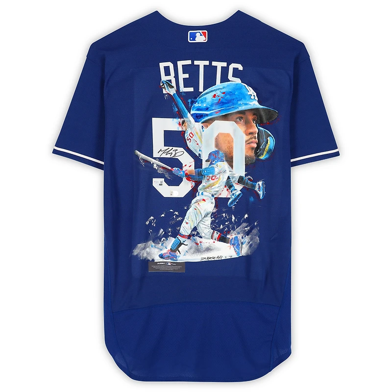 Maillot Nike bleu authentique dédicacé par Mookie Betts des Los Angeles Dodgers - Illustration de David Arrigo - Édition limitée n°1 sur 1 - WN55914271