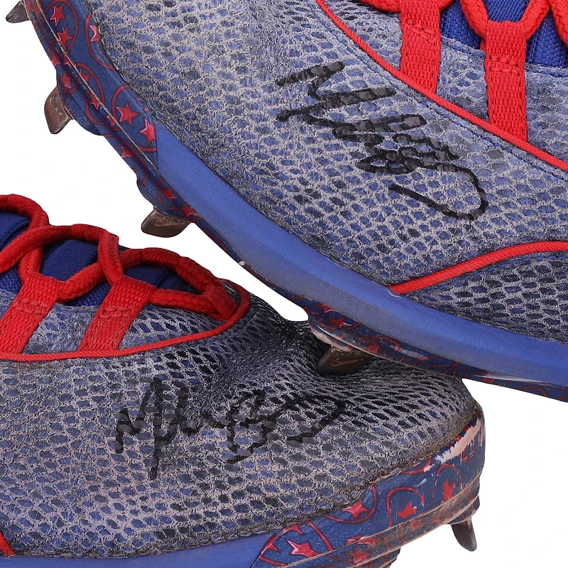 Mookie Betts Los Angeles Dodgers Autographed Game-Used Blue and Red Cleats from the 2021 MLB Season