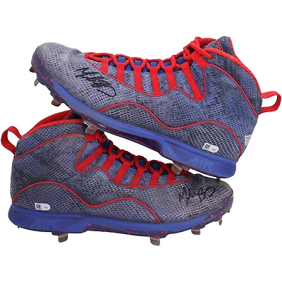 Mookie Betts - Chaussures à crampons bleues et rouges autographiées par les Dodgers de Los Angeles lors de la saison 2021 de la MLB