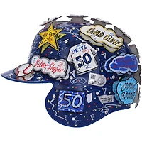 Casque de frappeur Rawlings bleu autographié par Mookie Betts des Los Angeles Dodgers - Illustration de Charles Fazzino