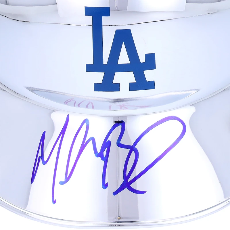 Mookie Betts Los Angeles Dodgers Autographed Rawlings Chrome Mini Batting Helmet - Signed in Blue Ink
