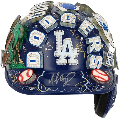 Casque de frappeur Rawlings Mach Pro autographié par Mookie Betts des Los Angeles Dodgers - Illustration de Charles Fazzino - XP14012985