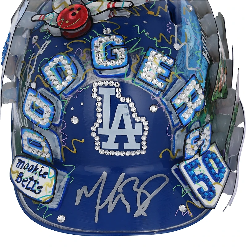 Mookie Betts Los Angeles Dodgers Autographed Rawlings Mini Batting Helmet - Art by Charles Fazzino - RG13322292