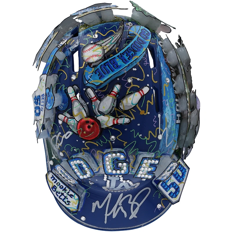 Mookie Betts Los Angeles Dodgers Autographed Rawlings Mini Batting Helmet - Art by Charles Fazzino - RG13322292