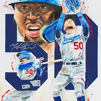 Maillot Nike blanc authentique autographié par Mookie Betts des Los Angeles Dodgers - Illustration de David Arrigo - Édition limitée n° 1/1 - GD53503178