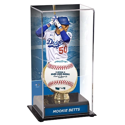 Vitrine de présentation des gants dorés des Dodgers de Los Angeles de Mookie Betts avec image