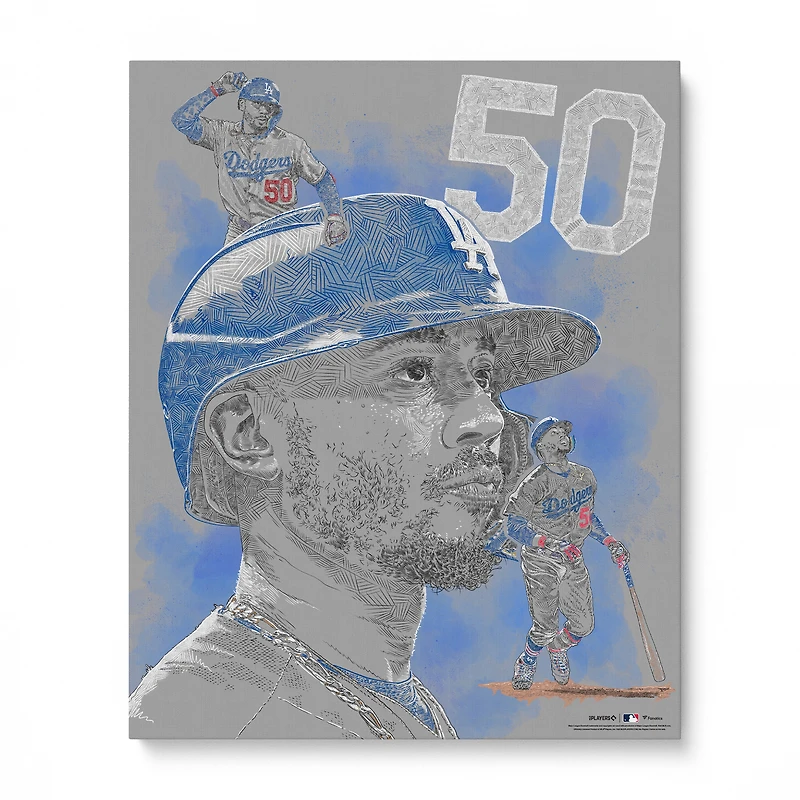 Mookie Betts Los Angeles Dodgers Unsigned 16" x 20" Photo Print - Art by Maz Adams