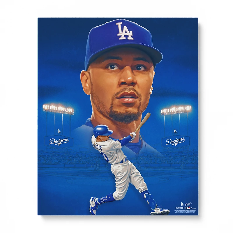 Mookie Betts Los Angeles Dodgers Unsigned Stretched 20" x 24" Canvas Giclee Print - Designed by Artist Brian Konnick