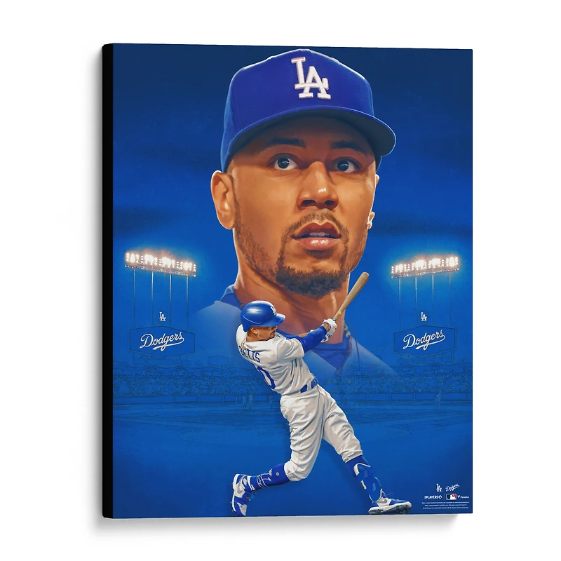 Mookie Betts Los Angeles Dodgers Unsigned Stretched 20" x 24" Canvas Giclee Print - Designed by Artist Brian Konnick
