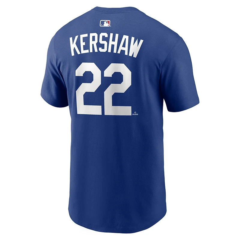 Name & Number T-Shirt Nike Clayton Kershaw Royal Los Angeles Dodgers