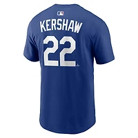 Name & Number T-Shirt Nike Clayton Kershaw Royal Los Angeles Dodgers