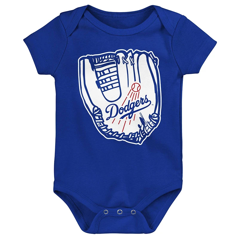 Newborn & Infant Royal/White/White Los Angeles Dodgers Minor League Player Three-Pack Bodysuit Set