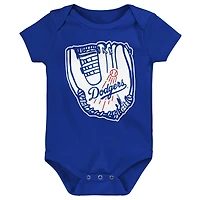 Newborn & Infant Royal/White/White Los Angeles Dodgers Minor League Player Three-Pack Bodysuit Set