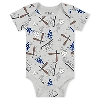 Newborn & Infant WEAR by Erin Andrews Heather Gray/White/Royal Los Angeles Dodgers Three-Piece Turn Me Around Bodysuits Pants Set