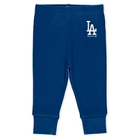 Newborn & Infant WEAR by Erin Andrews Heather Gray/White/Royal Los Angeles Dodgers Three-Piece Turn Me Around Bodysuits Pants Set