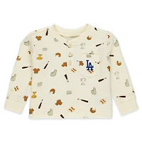 Newborn WEAR by Erin Andrews Cream Los Angeles Dodgers Two-Piece Waffle-Knit Sleep Set