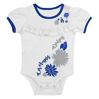 Newborn White/Royal Los Angeles Dodgers Sweet Catcher 3-Piece Bodysuit, Headband and Skirt Set