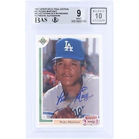 Carte de recrue Pedro Martinez des Dodgers de Los Angeles, autographiée, édition finale Upper Deck 1991, numéro 2F, authentifiée Beckett Fanatics Witnessed, 9/10