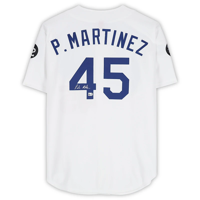 Maillot authentique Mitchell & Ness blanc autographié de Pedro Martinez, des Dodgers de Los Angeles (1993)