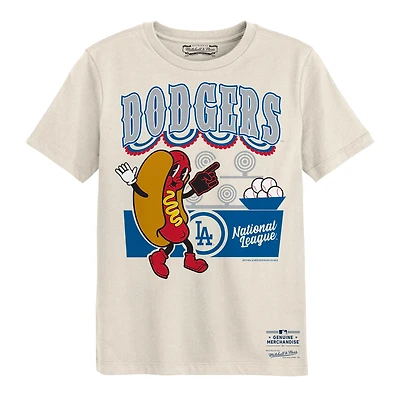 T-shirt Mitchell & Ness crème Los Angeles Dodgers Step Back Up pour enfants d'âge préscolaire
