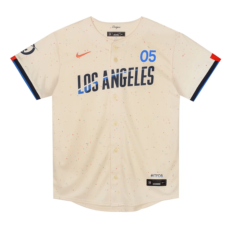 Maillot de joueur Nike Freddie Freeman crème Los Angeles Dodgers 2024 City Connect Limited pour enfants d'âge préscolaire