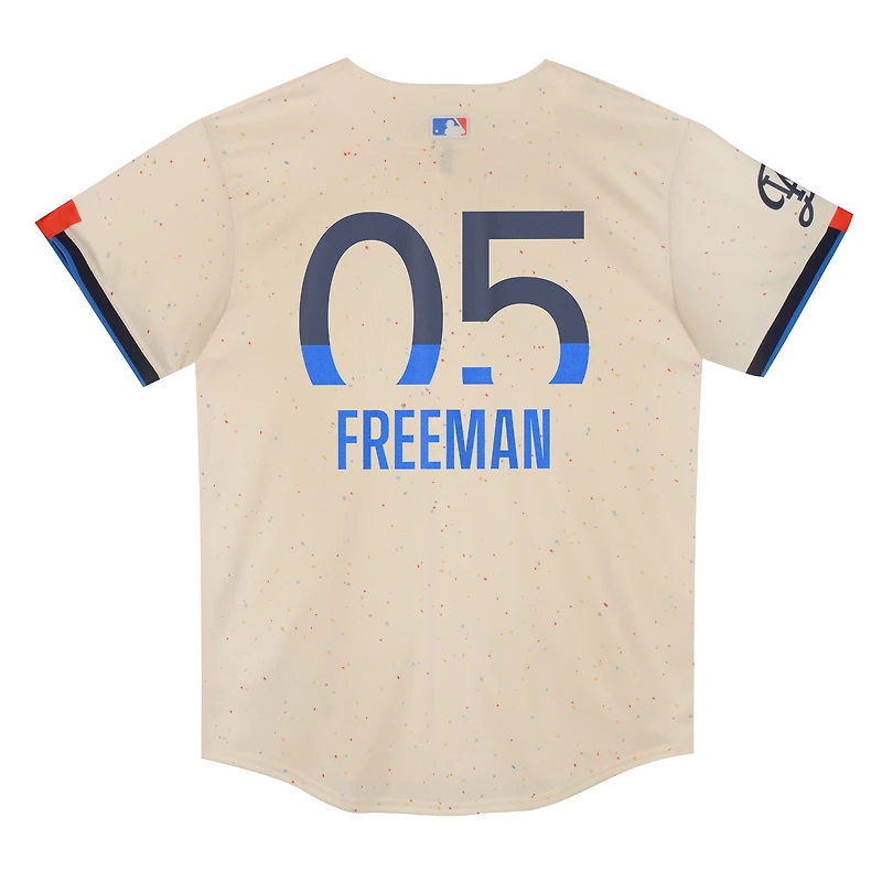Maillot de joueur Nike Freddie Freeman crème Los Angeles Dodgers 2024 City Connect Limited pour enfants d'âge préscolaire