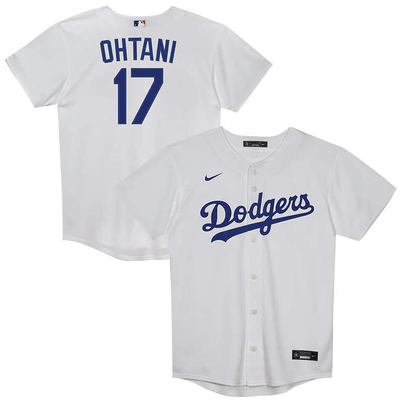 Maillot Nike Shohei Ohtani blanc pour enfant d'âge préscolaire, réplique à domicile des Dodgers de Los Angeles