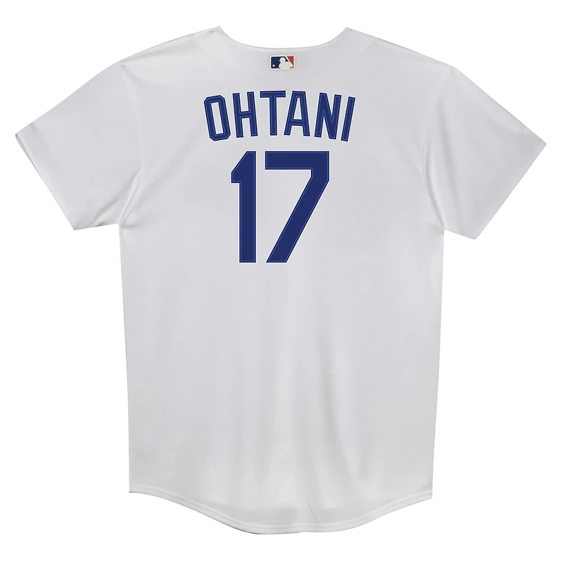 Maillot Nike Shohei Ohtani blanc pour enfant d'âge préscolaire, réplique à domicile des Dodgers de Los Angeles