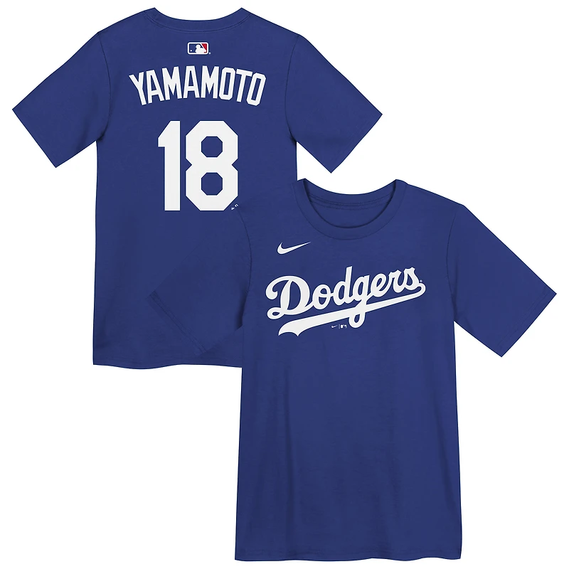 T-shirt Yoshinobu Yamamoto Rush Blue Los Angeles Dodgers pour enfants d'âge préscolaire, avec nom et numéro
