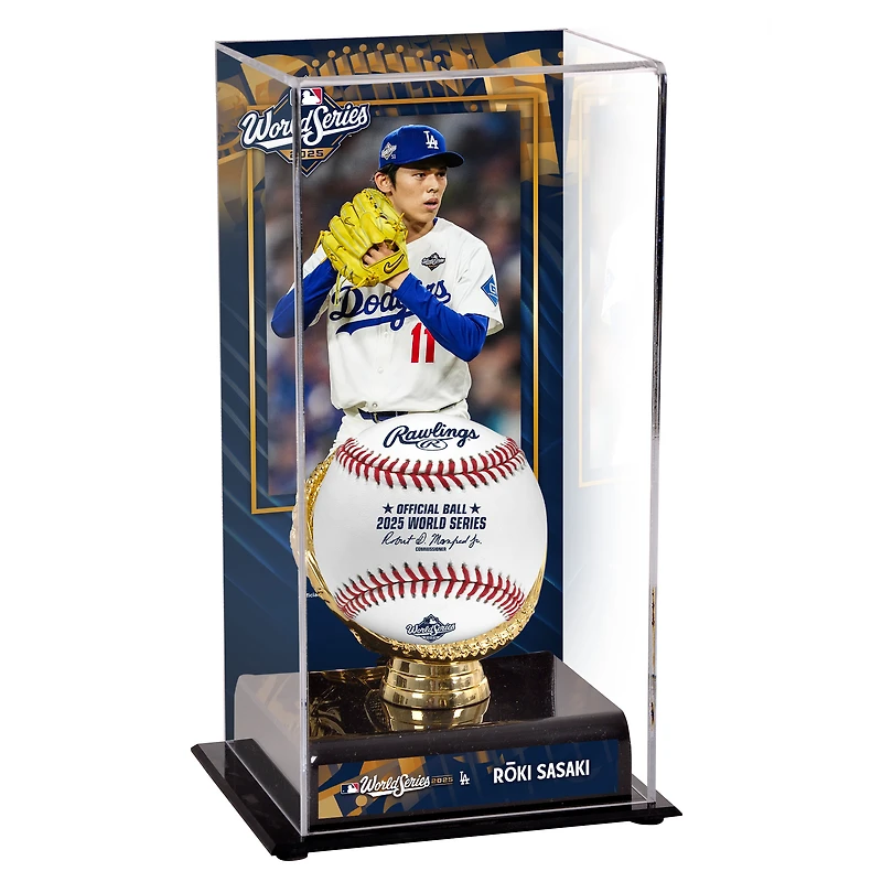 Vitrine sublimée avec image de Rōki Sasaki, Los Angeles Dodgers, champions des Séries mondiales 2025