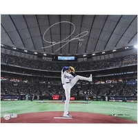 Rōki Sasaki Los Angeles Dodgers Autographed 16" x 20" 2025 Tokyo Series MLB Debut Pitching from Behind Photograph - Limited Edition of 99