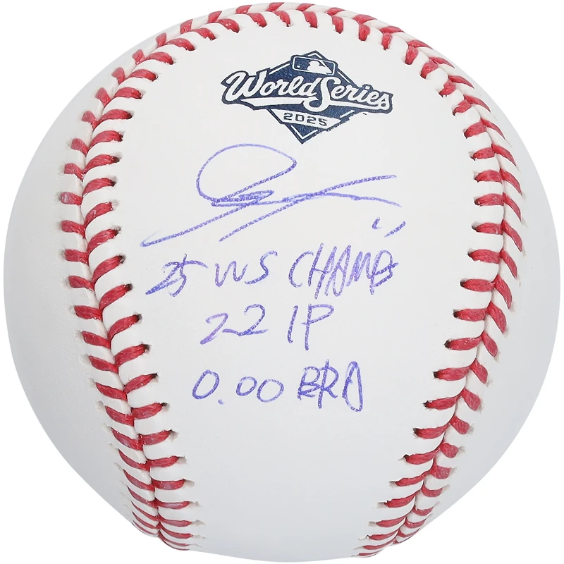 Rōki Sasaki Los Angeles Dodgers Autographed 2025 MLB World Series Logo Baseball with Multiple Inscriptions - Limited Edition of 25