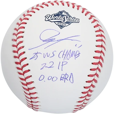 Rōki Sasaki Los Angeles Dodgers Autographed 2025 MLB World Series Logo Baseball with Multiple Inscriptions - Limited Edition of 25