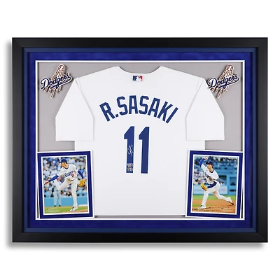 Rōki Sasaki Los Angeles Dodgers Autographed Deluxe Framed Nike White Replica Jersey