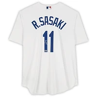Maillot Nike blanc autographié par Rōki Sasaki des Dodgers de Los Angeles