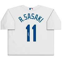 Maillot Nike blanc autographié par Rōki Sasaki des Dodgers de Los Angeles