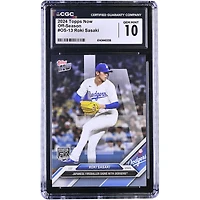 Roki Sasaki, lanceur japonais des Dodgers de Los Angeles, collection Topps Now 2024 : signe avec les Dodgers hors saison (n° OS-13), authentifié CGC (carte n° 10).
