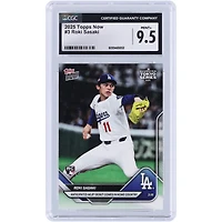 Roki Sasaki Los Angeles Dodgers 2025 Topps Now Les débuts attendus en MLB arrivent dans le pays d'origine #3 CGC Carte recrue authentifiée 9.5