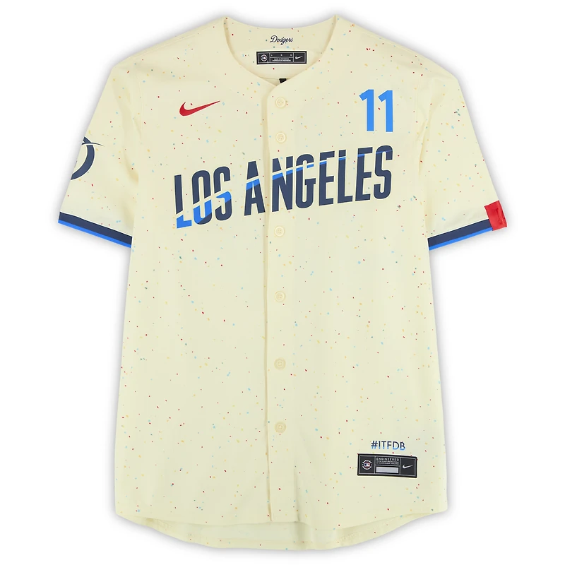 Maillot Nike City Connect crème dédicacé par Roki Sasaki des Dodgers de Los Angeles
