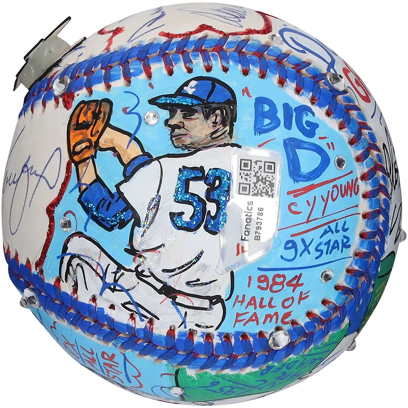 Ballon de baseball autographié par Sandy Koufax, Don Drysdale et Duke Snider des Dodgers de Los Angeles - Illustration de Charles Fazzino